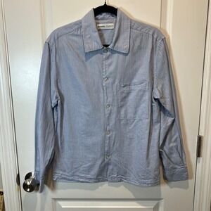 Bershka Blue Pinstripe Button Down Shirt Long Sleeve Pocket Casual‎ Mens XS